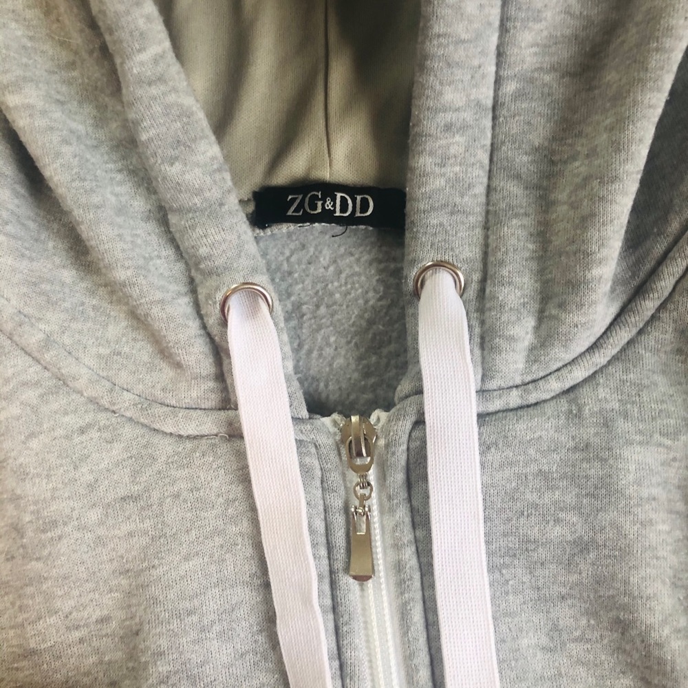 Grey Zip Up Hoodie Sweatshirt